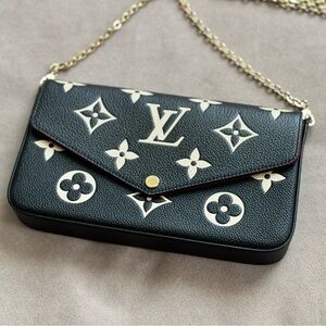 NWT Louis Vuitton Félicie Pochette Monogram Empreinte black gold clutch bag